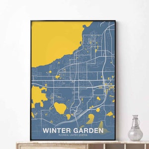 WINTER GARDEN Florida USA digitale Karte Poster schwarz weiß Wand Dekor Design modern skandinavisch minimalistisch elegant Einweihung Reise Schlafzimmer