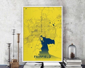 FAIRFIELD California CA USA poster color Hometown City Print Modern Home Decor Office Decoration Wall Art Dorm Bedroom Gift