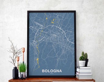BOLOGNA Italy map poster color Hometown City Print Modern Home Decor Office Decoration Wall Art Dorm Bedroom Gift