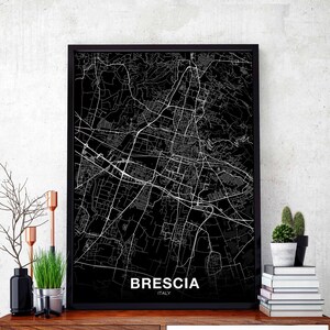 BRESCIA Italy map poster black white Hometown City Print Modern Home Decor Office Decoration Wall Art Dorm Bedroom Gift