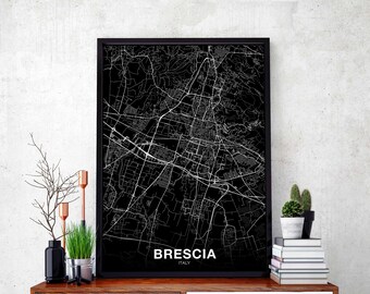 BRESCIA Italy map poster black white Hometown City Print Modern Home Decor Office Decoration Wall Art Dorm Bedroom Gift