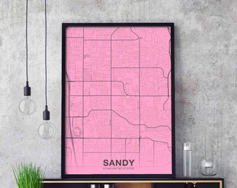 SANDY Utah UT USA poster color Hometown City Print Modern Home Decor Office Decoration Wall Art Dorm Bedroom Gift