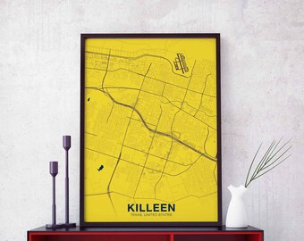 KILLEEN Texas TX USA poster color Hometown City Print Modern Home Decor Office Decoration Wall Art Dorm Bedroom Gift