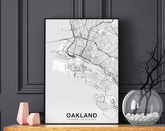 OAKLAND California CA USA map poster black white Hometown City Print Modern Home Decor Office Decoration Wall Art Dorm Bedroom Gift