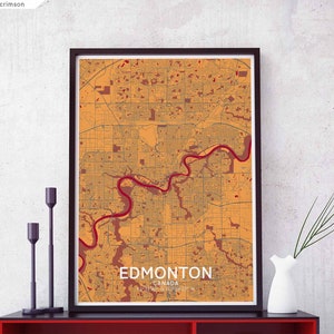 EDMONTON Canadá mapa pôster preto branco decoração de parede design moderno escandinavo minimalista nórdico inauguração de casa viagem quarto