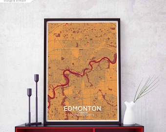 EDMONTON Canada map poster black white wall decor design modern scandinavian minimal nordic housewarming travel bedroom