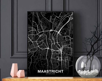 MAASTRICHT Netherlands map poster black white Hometown City Print Modern Home Decor Office Decoration Wall Art Dorm Bedroom Gift