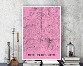 CITRUS HEIGHTS California CA usa poster color Hometown City Print Modern Home Decor Office Decoration Wall Art Dorm Bedroom Gift