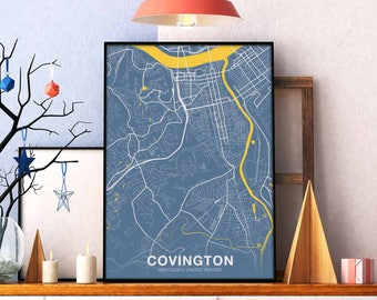 COVINGTON Kentucky KY US map poster color Hometown City Print Modern Home Decor Office Decoration Wall Art Dorm Bedroom Gift