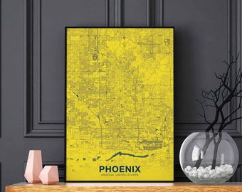 PHOENIX Arizona AZ USA poster color Hometown City Print Modern Home Decor Office Decoration Wall Art Dorm Bedroom Gift