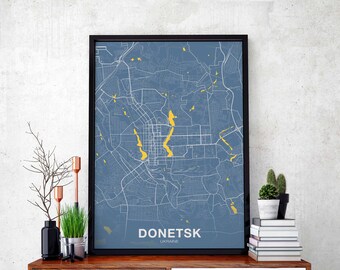 DONETSK Ukraine poster color Hometown City Print Modern Home Decor Office Decoration Wall Art Dorm Bedroom Gift