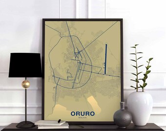 ORURO Bolivia poster color Hometown City Print Modern Home Decor Office Decoration Wall Art Dorm Bedroom Gift