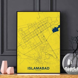 ISLAMABAD Pakistan map poster color Hometown City Print Modern Home Decor Office Decoration Wall Art Dorm Bedroom Gift