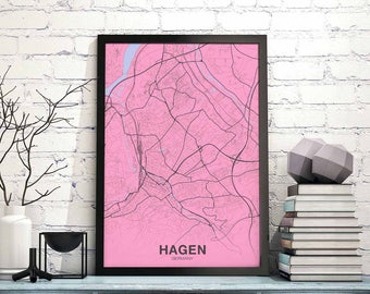 HAGEN Germany map poster color Hometown City Print Modern Home Decor Office Decoration Wall Art Dorm Bedroom Gift
