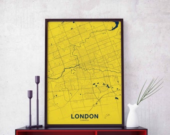 LONDON Canada poster color Hometown City Print Modern Home Decor Office Decoration Wall Art Dorm Bedroom Gift