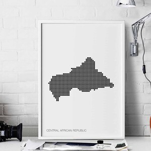 RÉPUBLIQUE CENTRAFRICAINE affiche carte rétro minimaliste noir blanc décoration murale design scandinave suisse moderne voyage de pendaison de crémaillère