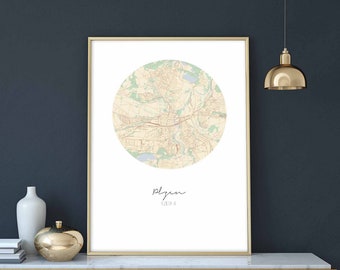 PLZEN Czechia map poster wall decor design modern minimal nordic travel bedroom home art vintage retro dorm nursery housewarming