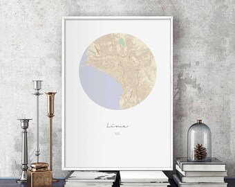 LIMA Peru map poster wall decor design modern minimal nordic travel bedroom home art vintage retro dorm nursery housewarming