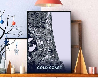 GOLD COAST Australia poster color Hometown City Print Modern Home Decor Office Decoration Wall Art Dorm Bedroom Gift