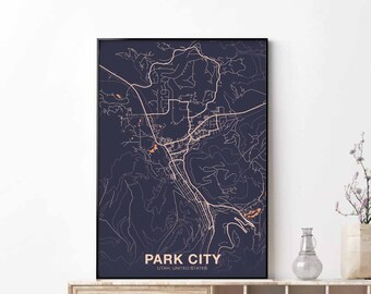 PARK CITY Utah UT usa map poster color Hometown City Print Modern Home Decor Office Decoration Wall Art Dorm Bedroom Gift