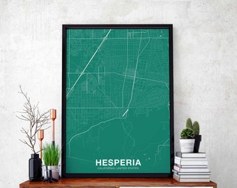 HESPERIA California CA USA poster color Hometown City Print Modern Home Decor Office Decoration Wall Art Dorm Bedroom Gift