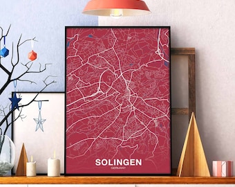 SOLINGEN Germany poster color Hometown City Print Modern Home Decor Office Decoration Wall Art Dorm Bedroom Gift