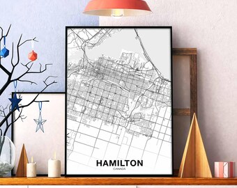 HAMILTON Canada map poster Hometown City Print Modern Home Decor Office Decoration Wall Art Dorm Bedroom Gift