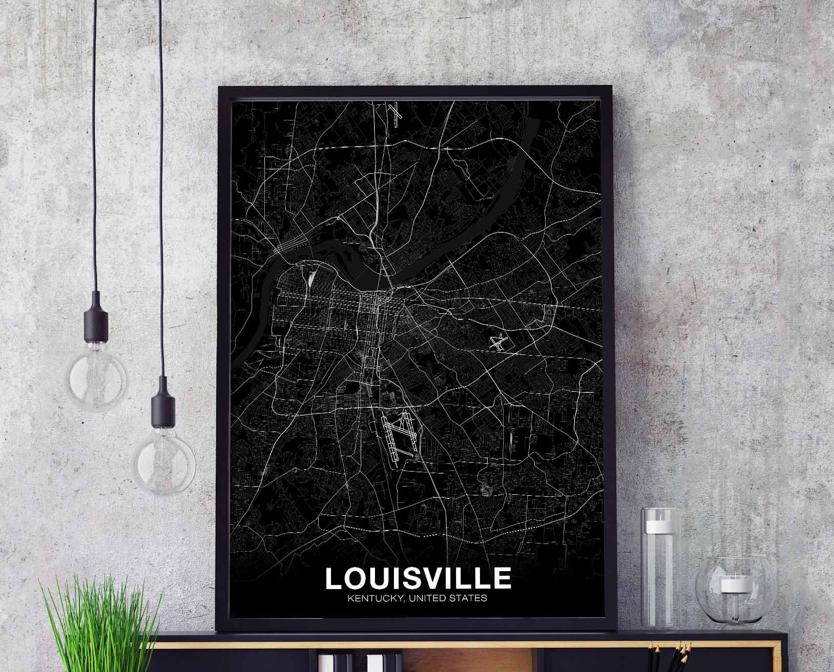 Louisville Map Line Throw Blanket by City Art Posters