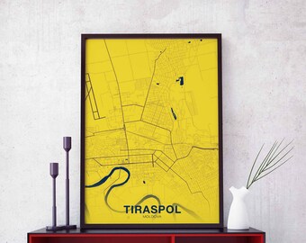 TIRASPOL Moldova map poster color Hometown City Print Modern Home Decor Office Decoration Wall Art Dorm Bedroom Gift