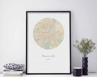 MUNICH München Germany map poster wall decor design modern minimal nordic travel bedroom home art vintage retro dorm nursery housewarming
