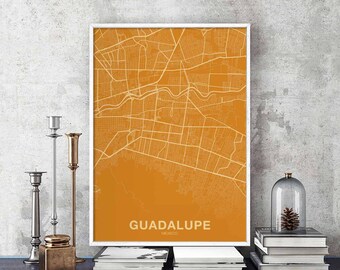 GUADALUPE Mexico poster color Hometown City Print Modern Home Decor Office Decoration Wall Art Dorm Bedroom Gift