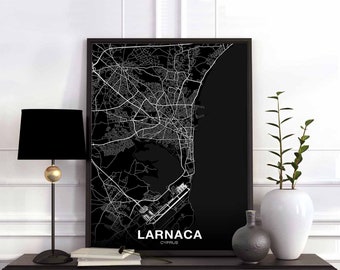 LARNACA Cyprus map poster Hometown City Print Modern Home Decor Office Decoration Wall Art Dorm Bedroom Gift