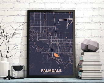 PALMDALE California CA USA map poster color Hometown City Print Modern Home Decor Office Decoration Wall Art Dorm Bedroom Gift