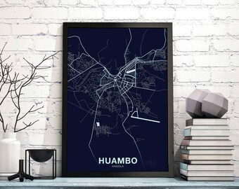 HUAMBO Angola map poster color Hometown City Print Modern Home Decor Office Decoration Wall Art Dorm Bedroom Gift
