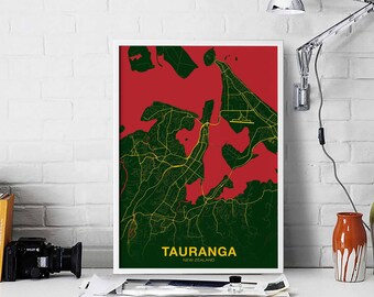 TAURANGA New Zealand map poster color Hometown City Print Modern Home Decor Office Decoration Wall Art Dorm Bedroom Gift