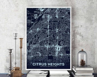 CITRUS HEIGHTS California CA usa poster color Hometown City Print Modern Home Decor Office Decoration Wall Art Dorm Bedroom Gift
