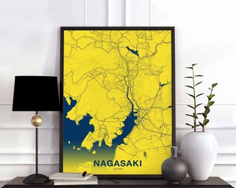 NAGASAKI Japan poster color Hometown City Print Modern Home Decor Office Decoration Wall Art Dorm Bedroom Gift