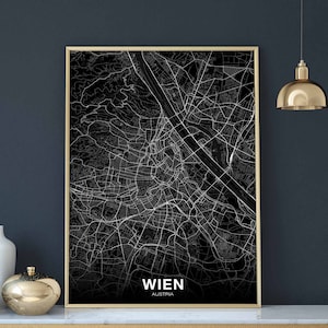 Poster Wien Österreich Landkarte schwarz weiß Wand Dekor Design modern skandinavisch minimalistisch skandinavisch Reise Schlafzimmer