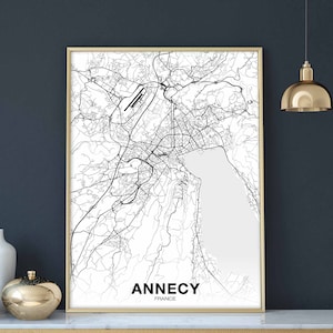 ANNECY France carte affiche ville natale ville impression moderne décor à la maison bureau décoration mur art dortoir chambre cadeau