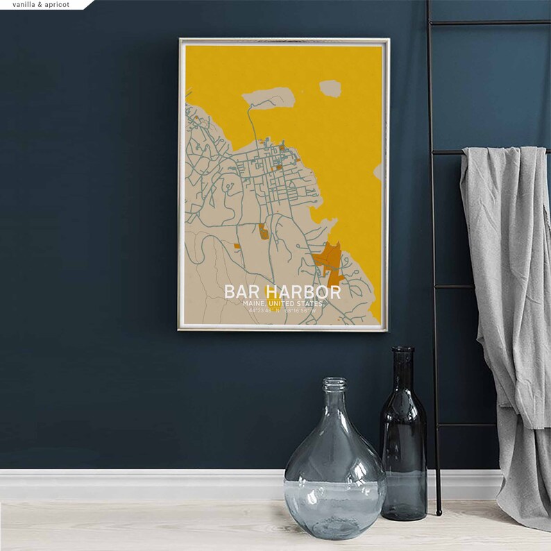 BAR HARBOR Maine USA map poster black white Hometown City Print Modern Home Decor Office Decoration Wall Art Dorm Bedroom Gift image 8