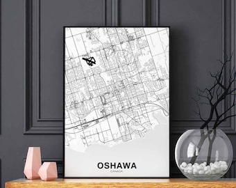 OSHAWA Canada map poster Hometown City Print Modern Home Decor Office Decoration Wall Art Dorm Bedroom Gift