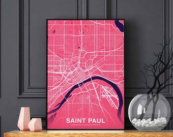 SAINT PAUL Minnesota MN usa poster color Hometown City Print Modern Home Decor Office Decoration Wall Art Dorm Bedroom Gift