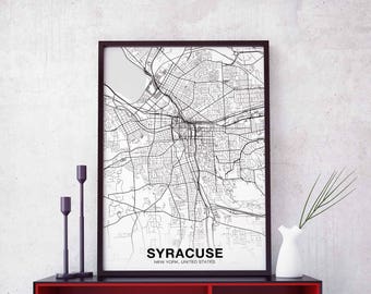 SYRACUSE New York NY USA map poster black white Hometown City Print Modern Home Decor Office Decoration Wall Art Dorm Bedroom Gift
