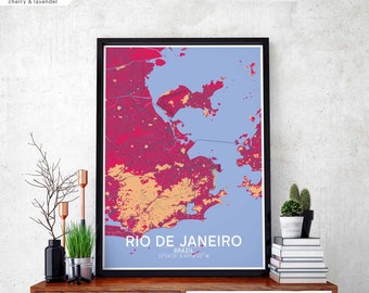 RIO DE JANEIRO Brazil map poster black white wall decor design modern scandinavian minimal nordic housewarming travel bedroom