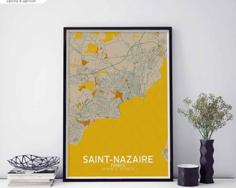 SAINT-NAZAIRE France map poster black white Hometown City Print Modern Home Decor Office Decoration Wall Art Dorm Bedroom Gift