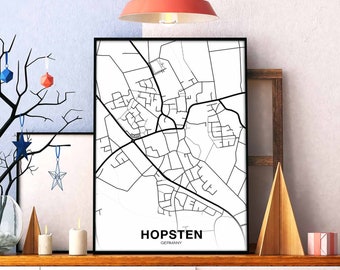 HOPSTEN Germany map poster Hometown City Print Modern Home Decor Office Decoration Wall Art Dorm Bedroom Gift