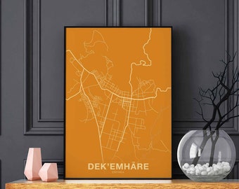DEKEMHARE Eritrea map poster color Hometown City Print Modern Home Decor Office Decoration Wall Art Dorm Bedroom Gift