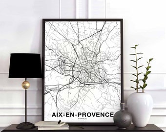 AIX-EN-PROVENCE France map poster Hometown City Print Modern Home Decor Office Decoration Wall Art Dorm Bedroom Gift