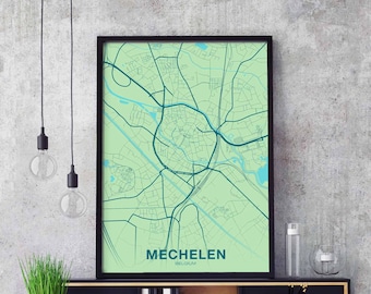 MECHELEN Belgium poster color Hometown City Print Modern Home Decor Office Decoration Wall Art Dorm Bedroom Gift