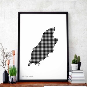 ISLE OF MAN Minimal Art Karte Poster schwarz weiss Wand Kunst Geschenk Wandbild Karte Dekoration Design Wandkunst skandinavisch modern Wandkunst